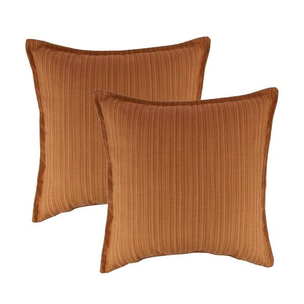 Unbranded Sunbrella Dupione Nectarine Solid 20 in. x 20 in. Throw Pillow (Set of 2)