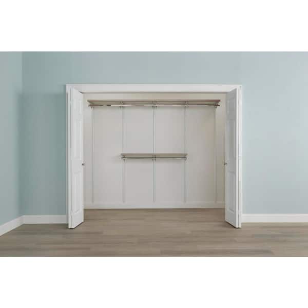 Everbilt Genevieve 8 ft. Gray Adjustable Closet Organizer Double and Long Hanging Rods