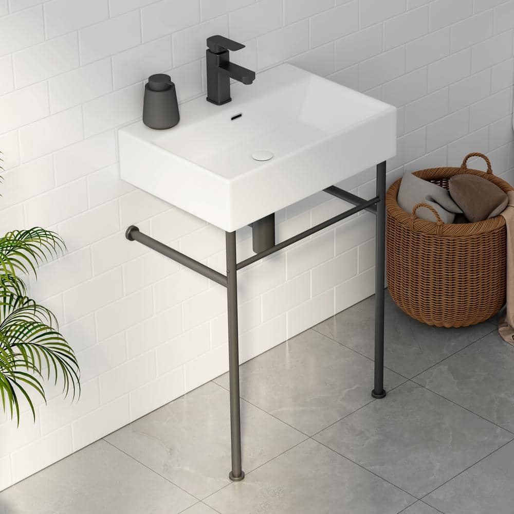 Turner 24" Matte Black Ceramic Wall-Mount Console Sink