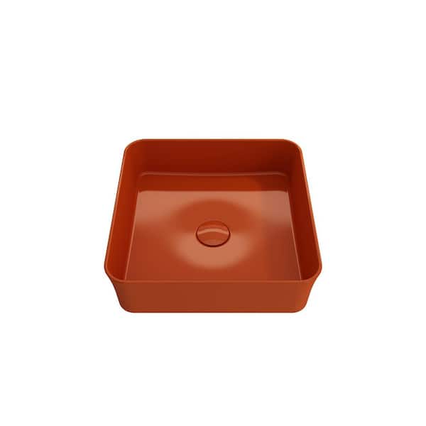 BOCCHI Sottile 15.25 in. Orange Fireclay Rectangular Vessel Sink