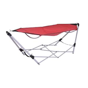 7.9 ft. Free Standing Bed Hammock in Red with Stand