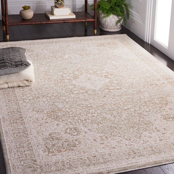 Willow 6 ft. x 6 ft. Ivory/Sage Ornate Border Square Area Rug
