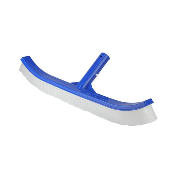 Pool Central 17.5 in. Blue Standard Curve Nylon Bristle Wall Brush with Aluminum Support