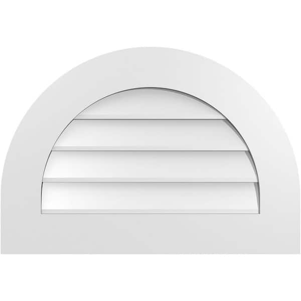 Ekena Millwork 26 in. x 18 in. Round Top White PVC Paintable Gable Louver Vent Non-Functional
