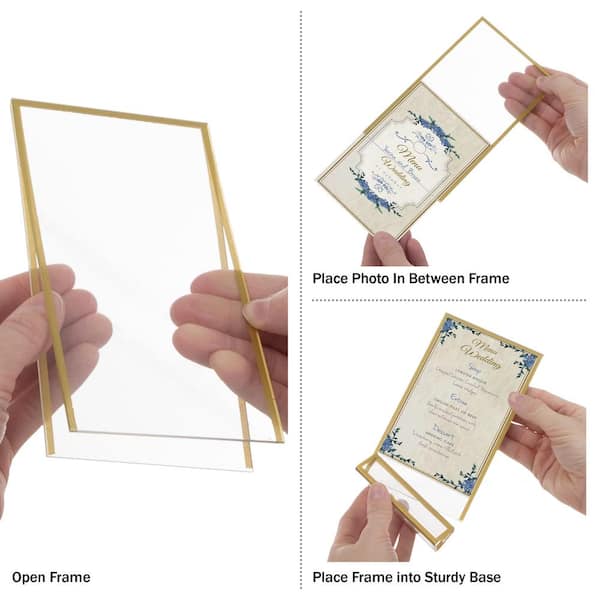 6 x 4 Gold Metal Double Sided Spinner Picture Frame - Table Picture Frames - Home & Decor