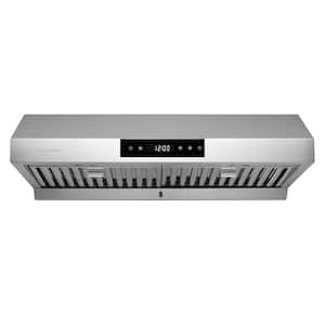 30 in. Ducted Under Cabinet Range Hood with 3-Way Venting Changeable LED Powerful Suction in Stainless Steel