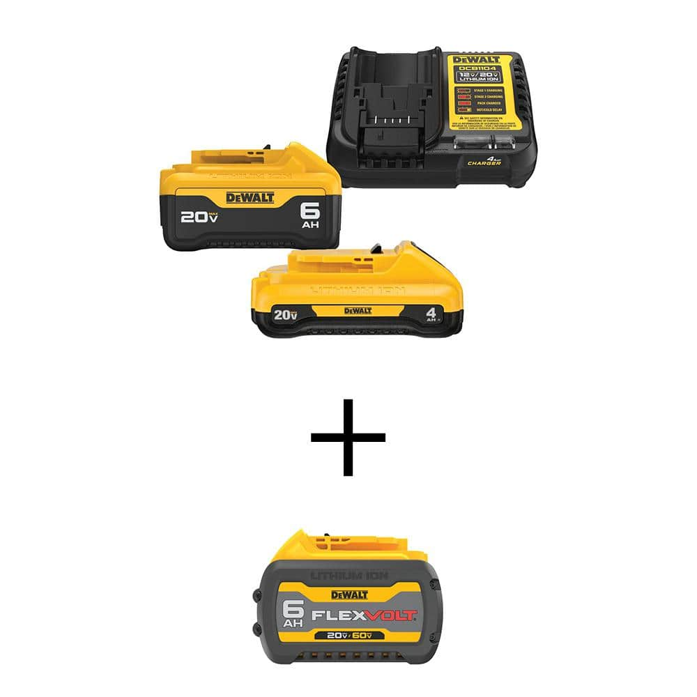 DEWALT 20V MAX 6.0 Ah and 4.0 Ah Starter Kit with FLEXVOLT 20V/60V 6.0Ah Battery