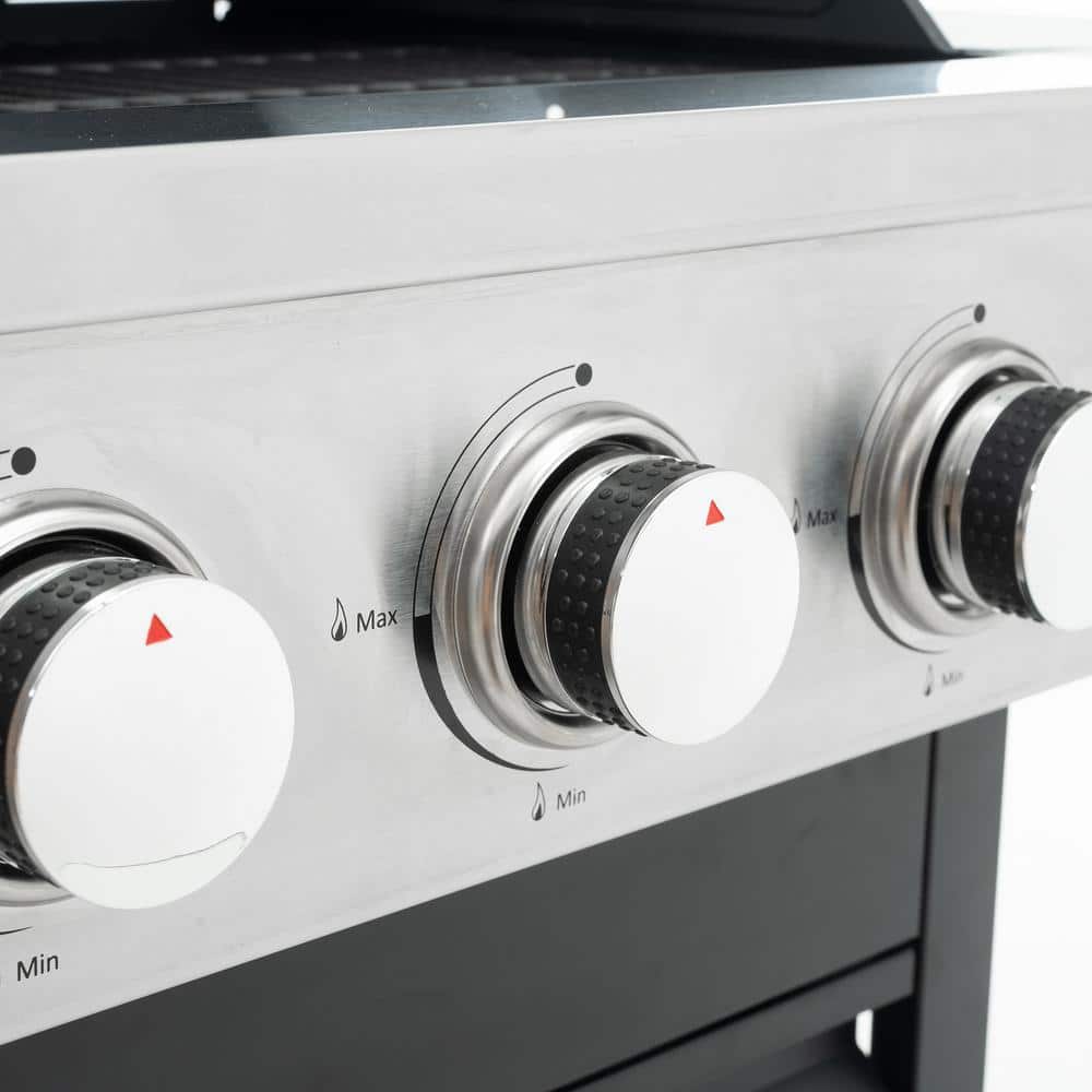 Stainless Steel 3-Burner Propane Gas Grill with Side Burner