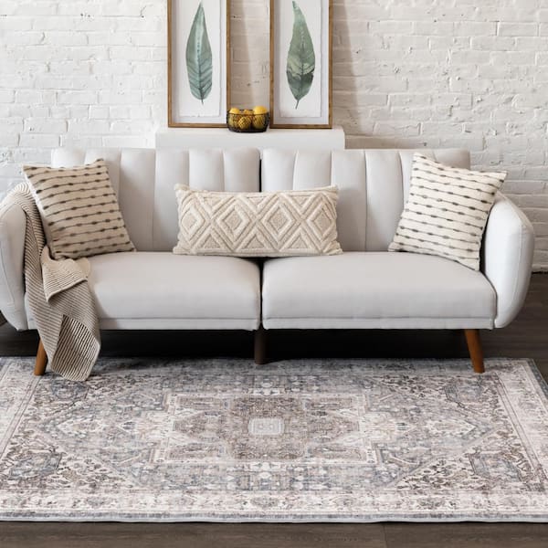 Silky Medallion Gray Doormat 3 ft. x 5 ft. Area Rug