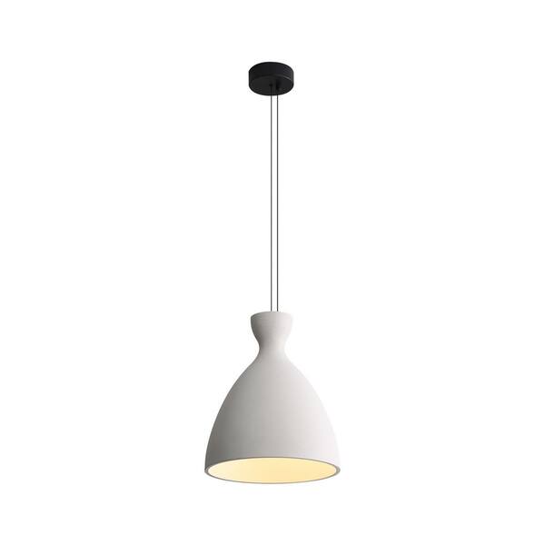 Golden Lighting - Aethera 15-Watt 1 Light White Sandstone Cement Integrated LED Pendant Light with White Sandstone Cement Shade