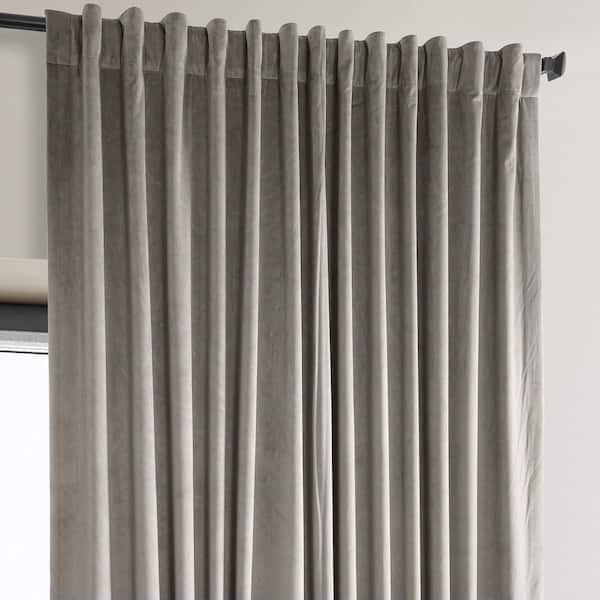 niemand draaipunt Meedogenloos Exclusive Fabrics & Furnishings Signature Library Taupe Beige Plush Velvet  Extrawide Hotel Blackout Rod Pocket Curtain - 100 in. W x 84 in. L (1  Panel) VYCSO16120984D - The Home Depot