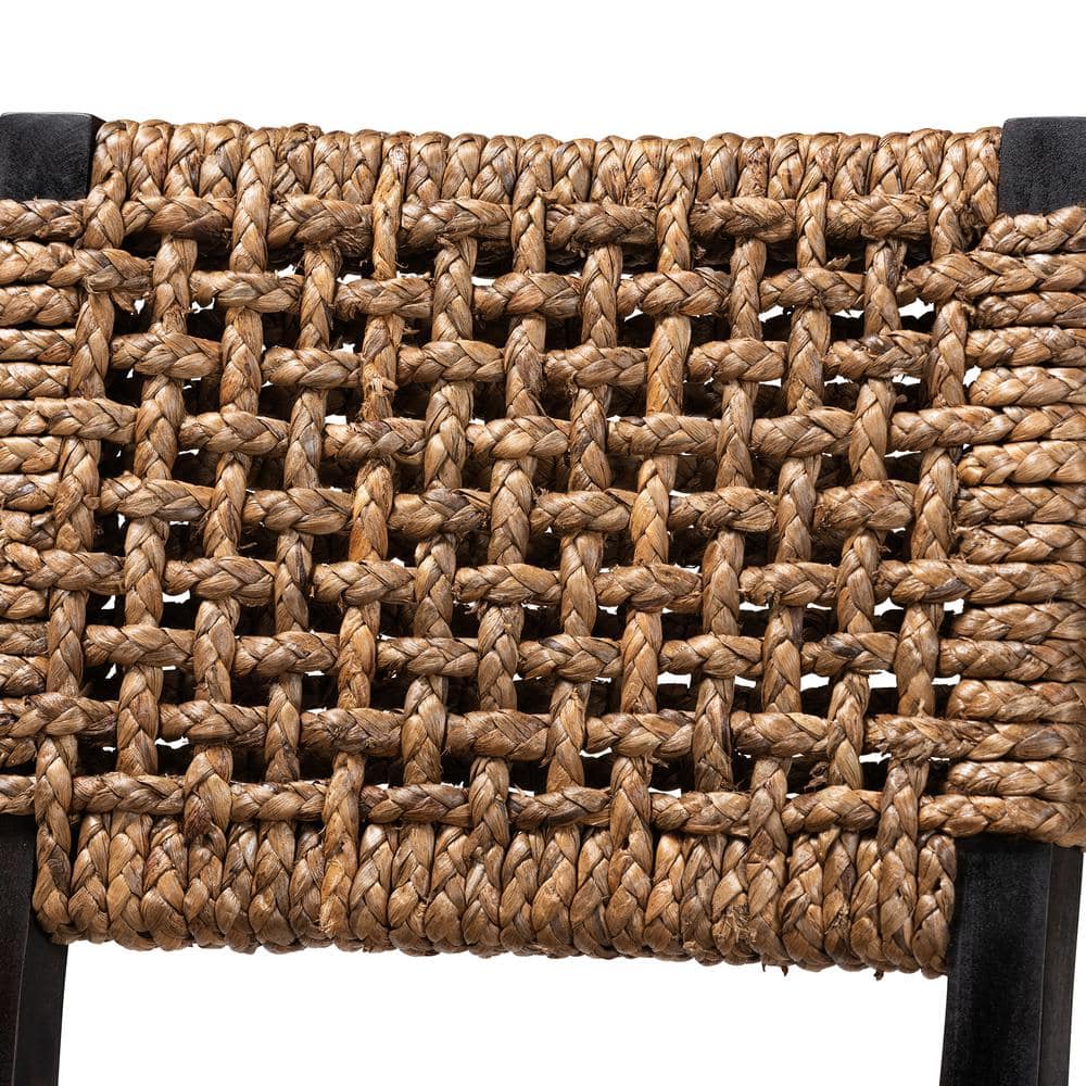 Bohemian Charm Dark Brown Mahogany and Rattan Side Chair