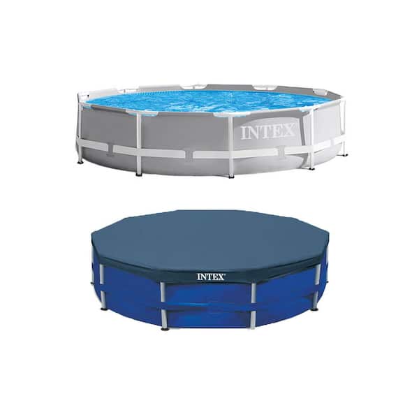 Intex 10 ft. Round 30 in. D Soft-Sided Metal Frame Pool with 10 ft. Above Ground Pool Cover