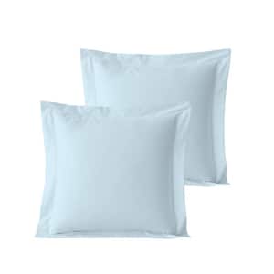 Light Blue Solid 100% Organic Cotton, 26 in. x 26 in., Smooth and Breathable, Super Soft Euro Shams, Pack of 2