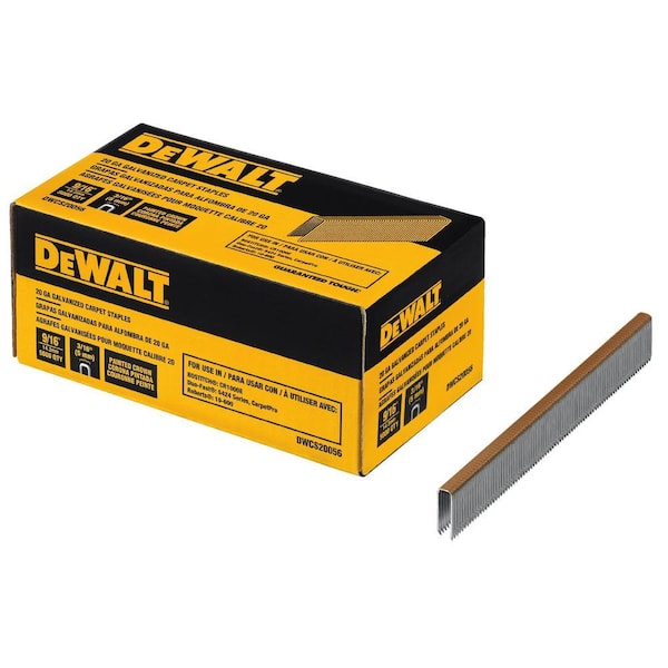 DEWALT 20-Gauge 9/16 in. L Galvanized Carpet Staples (5,000-Box)