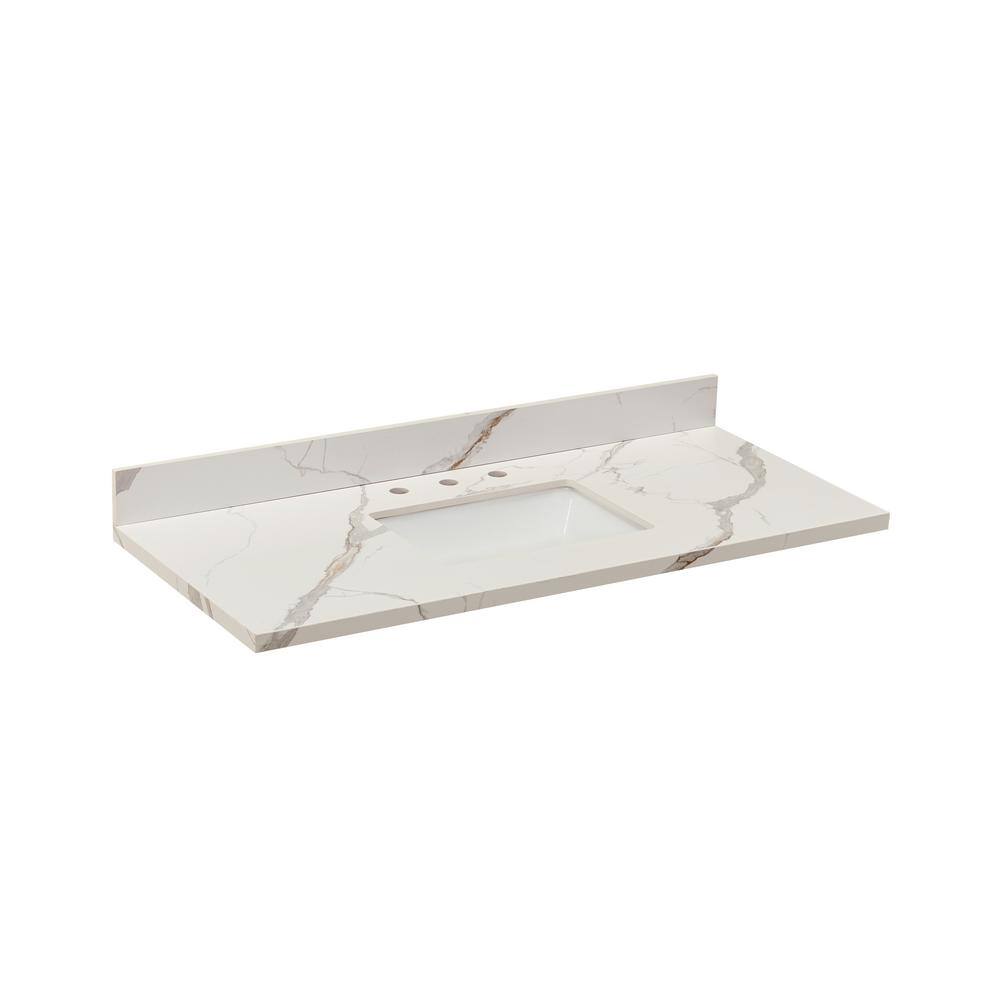 Altair 49 in. Calacatta White Stone Vanity Top with Ceramic Sink
