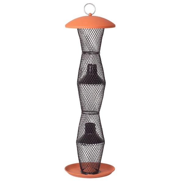 No/No Terra Cotta and Black Sunflower Tube Bird Feeder