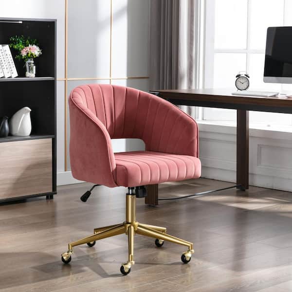Luxury Velvet Swivel Office Chair Adjustable Computer Desk Home Study Armchair 