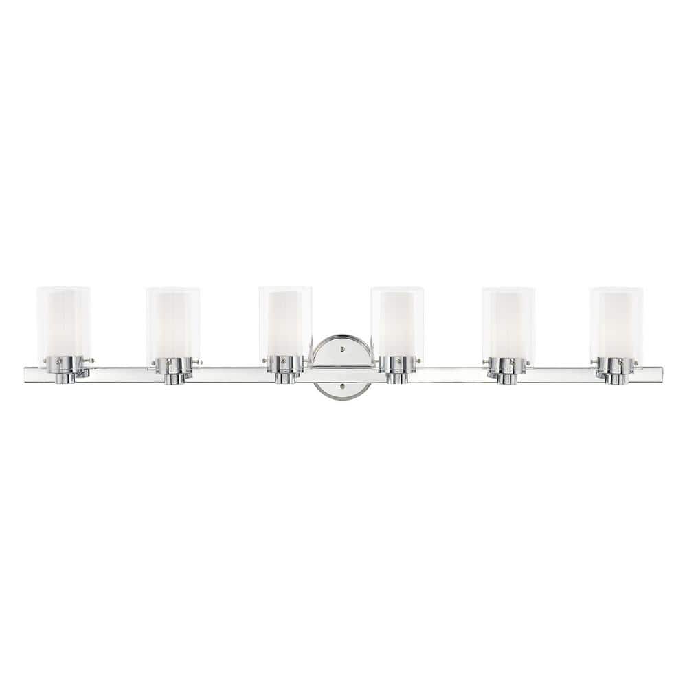 Polished Chrome 6-Light Vanity Light with Opal Glass Shades