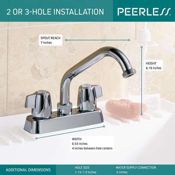Peerless Core 4 in. Centerset 2-Handle Bathroom Faucet in Chrome