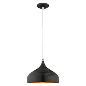 Metal Shade Mini Pendants 1 Light Shiny Black Mini Pendant