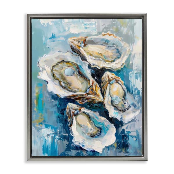 Stupell Industries Freshly Shucked Oysters by LSR Design Studio Gray Floater Frame Food Graphic Art Print 21 in. x 17 in.
