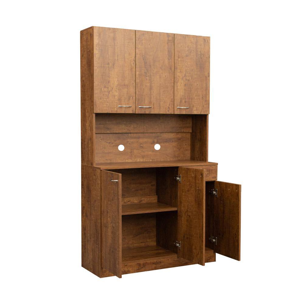 Walnut 71" Hinged Door Cabinet with Drawer and Shelves