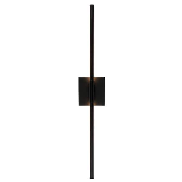 Makena 28 in. 1-Light Black Metal Dimmable Integrated LED Metal Wall Sconce
