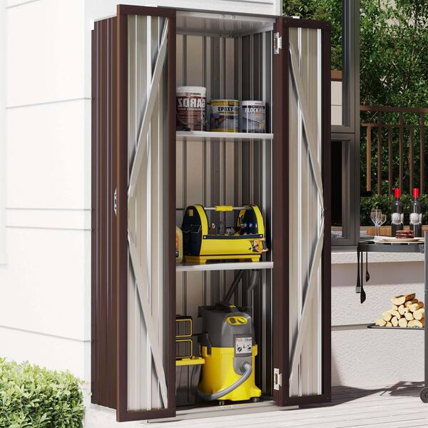 Zeus & Ruta 2.5 ft. W x 1.8 ft. D Metal Storage Shed with 2-Doors