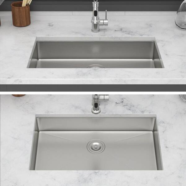 TCYO 30 in. Undermount Single Bowl 16-Gauge Brushed Nickel