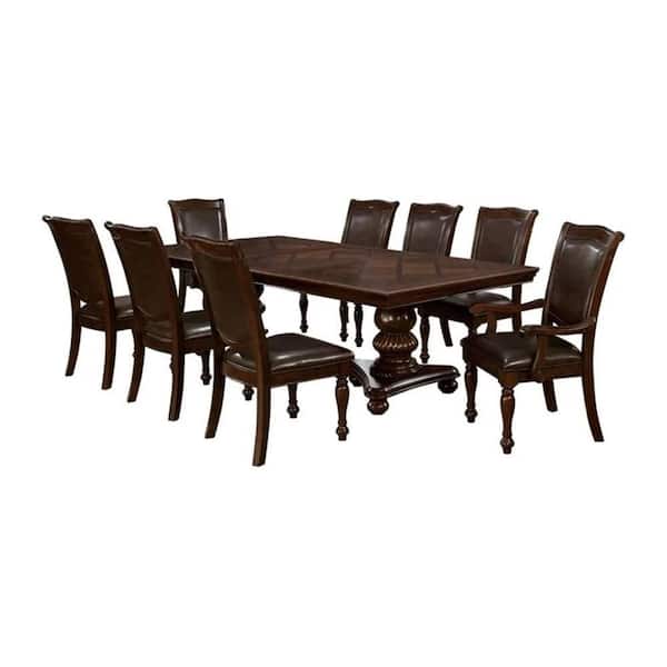 Ena Cherry Brown Wood 47.5 in. 4 Legs Dining Table Seats 6