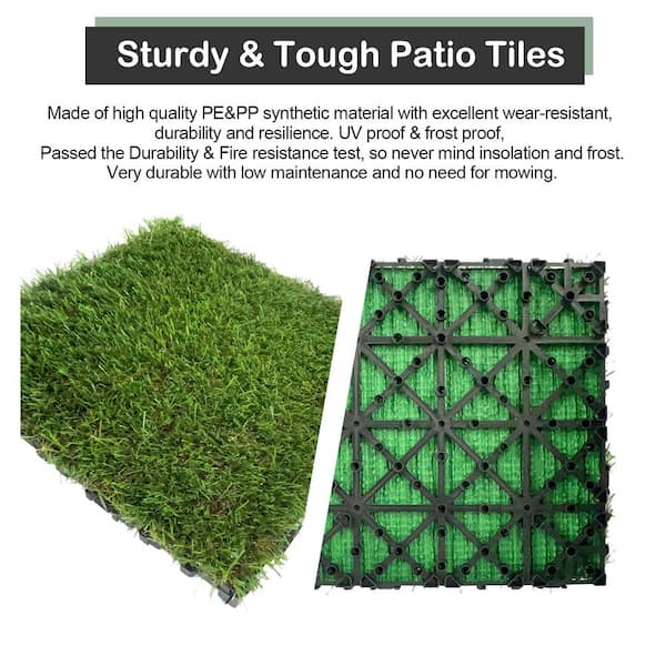 1 ft. x 1 ft. Glass Deck PE and PP Composite Interlocking Deck Tile in Autumn Grass (35 sq.  ft. per Box)