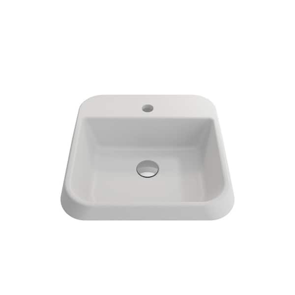 Firenze 19.75 in. Fireclay Square 1-Hole Vessel Sink in Matte White