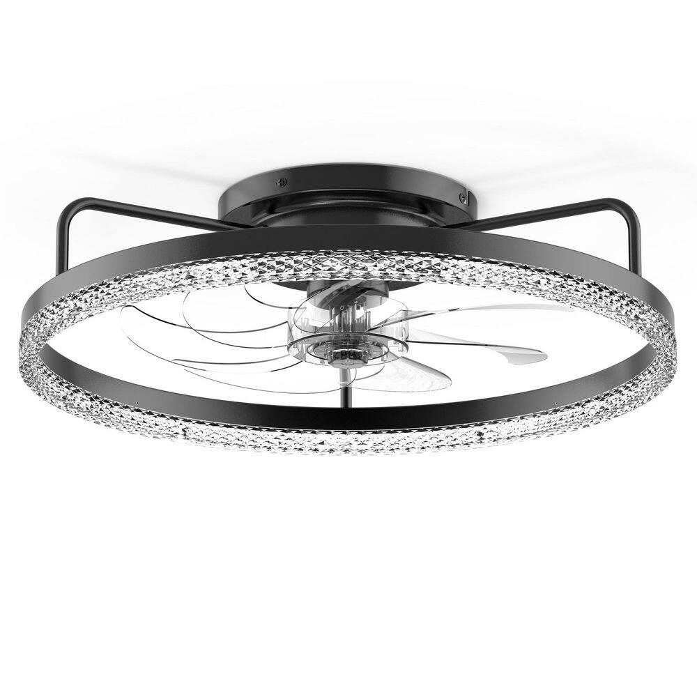 20 in. Indoor Modern Black LED Ceiling Fan with Light and Remote Low Profile Flush Mount Fish-Scale Style Fan Light price history on PriceWatchPro