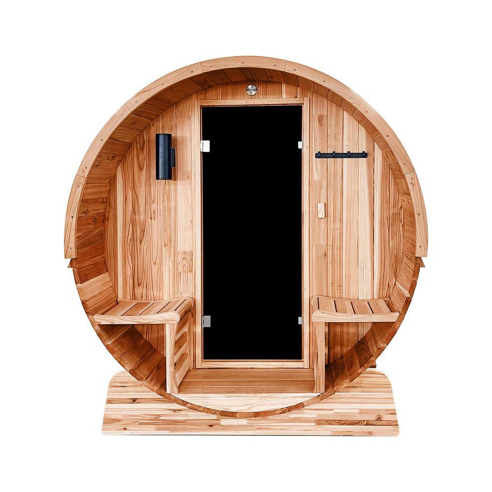 Natural Cedar 6-Person Outdoor Barrel Sauna with 6 kW Heater