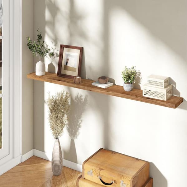 72 in. W x 6.7 in. D Natural Elm Wood Floating Shelf Decorative Wall Shelf for Bathroom, Living Room 1Pack