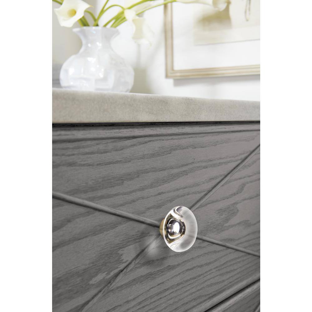 Clear and Bronze Round Glass Cabinet Knob with Mounting Hardware