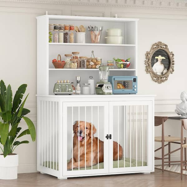 FUFU&GAGA Large Wooden Heavy-Duty Dog Crate Storage Cabinet, Dog House ...