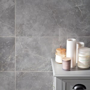 Marmo Gray 11.81 in. x 23.62 in. Polished Marble Look Porcelain Floor and Wall Tile (11.62 sq. ft./Case)