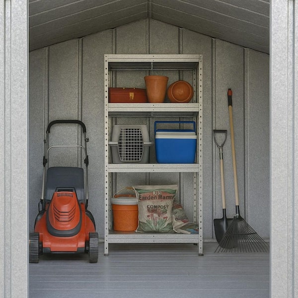 Basics Series 4-Tier Galvanized Steel Garage Storage Shelving Unit, Silver, HDF Racks (35 in. W x 18 in. H x 71 in. D)