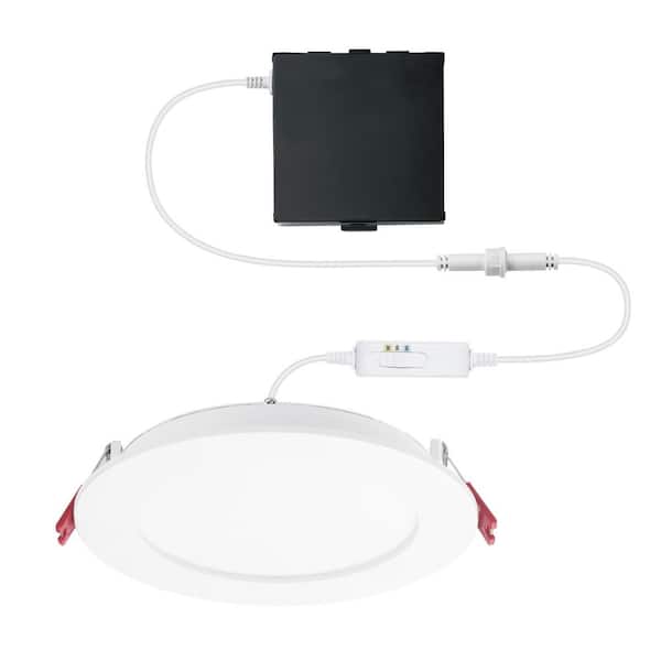 Commercial Electric Pro Value Series Integrated LED 6 in Round Adj Color Temp Canless Recessed Light for Kitchen Bath Living rooms, White