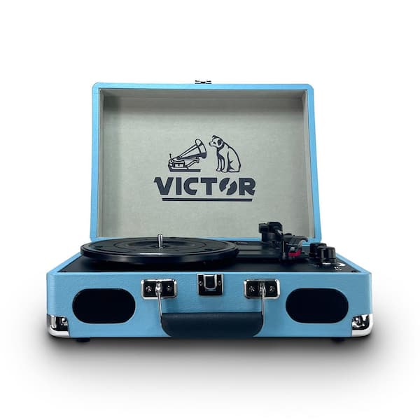 VICTOR Metro Plus Battery-Powered Bluetooth Suitcase Turntable, 3-Speed Vinyl Record Player with Rechargeable Battery