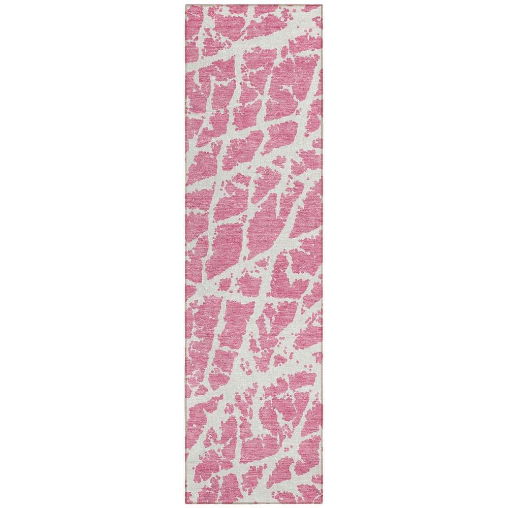 Pink and Ivory 2 ft. x 7 ft. Abstract Indoor / Outdoor Area Rug price history on PriceWatchPro