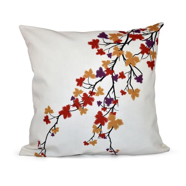 E BY DESIGN LLC Maple Hues Flower Print Throw Pillow in Purple