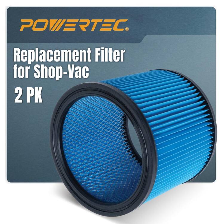 ?POWERTEC Wet Dry Vacuum Cartridge Filters Replacement for Most 5 Gal. and Above Shop-Vac, 90333/90350/9030433 Type U Filters, 2PK