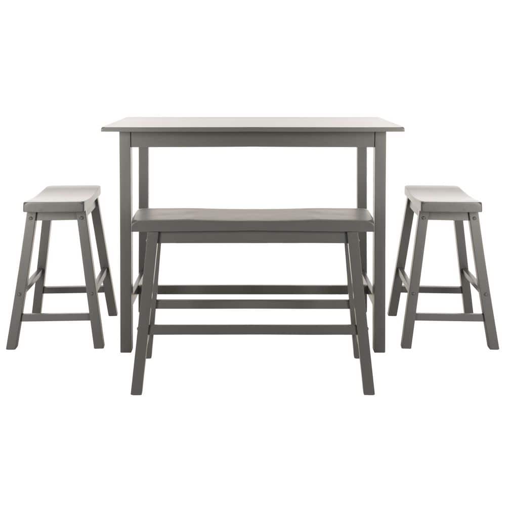 Gray Malaysian Oak 4-Piece Rectangular Pub Table Set
