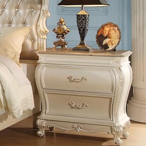 Chantelle 2-Drawer Pearl White Nightstand 31 in. x 18 in. x 30 in.