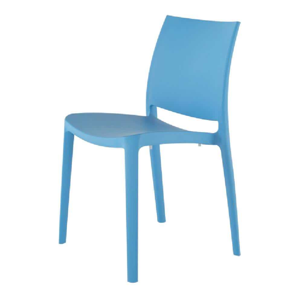 Sensilla Blue Resin Stackable Patio Dining Chair Set