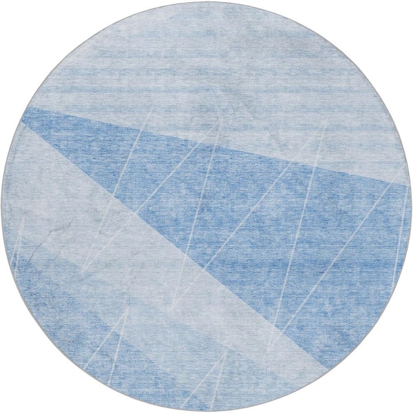 Dream Shag Premium Machine Washable Abstract ADS706 Sky 8 ft. x 8 ft. Round Rug