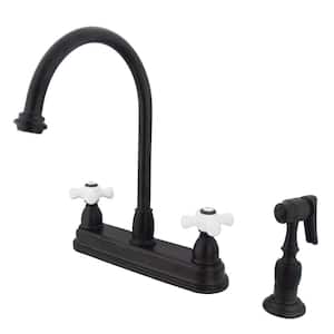 Restoration 2-Handle Deck Mount Centerset Kitchen Faucets with Side Sprayer in Oil Rubbed Bronze